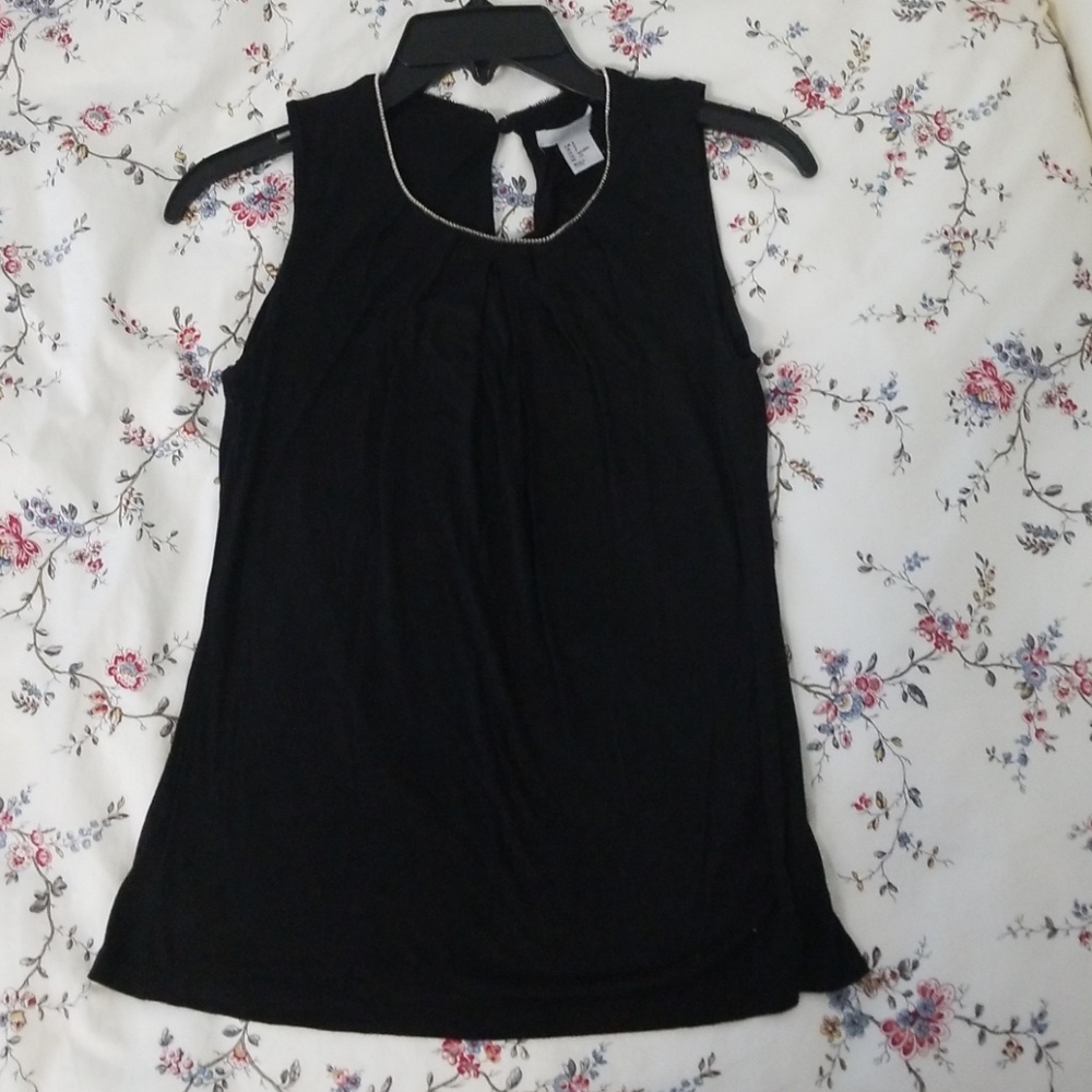 Black blouse with metal neckline